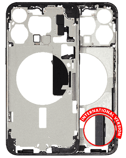 Mid-Frame Housing With Power And Volume Button Compatible For iPhone 15 Pro Max (International Version) (Used OEM Pull: Grade A) (Black Titanium)