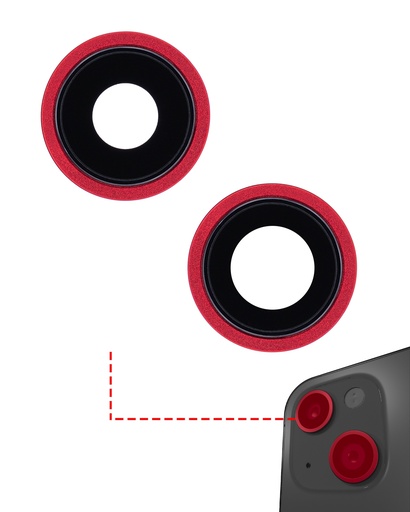 Back Camera Lens With Bracket &amp; Bezel Compatible For iPhone 13 / 13 Mini (Aftermarket Plus) (Red)