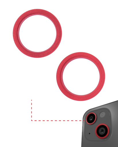 Back Camera Bezel Ring Only Compatible For iPhone 13 / 13 Mini (Red) (2 Piece Set)