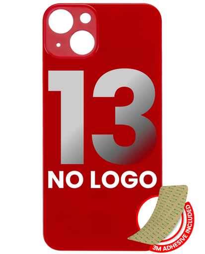 Back Glass With 3M Adhesive Compatible For iPhone 13 (No Logo / Large Camera Hole) (Red)