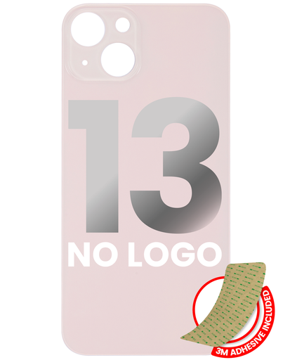 Back Glass With 3M Adhesive Compatible For iPhone 13 (No Logo / Large Camera Hole) (Pink)