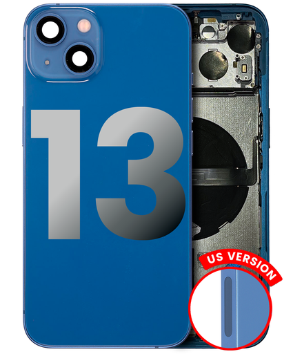 Back Housing W/ Small Components Pre-Installed Compatible For iPhone 13 (US Version) (Used OEM Pull: Grade C) (Blue)