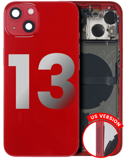 Back Housing W/ Small Components Pre-Installed Compatible For iPhone 13 (US Version) (Used OEM Pull: Grade C) (Red)