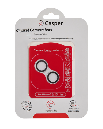 Casper Camera Lens Protector Compatible For iPhone 13 / 13 Mini (Silver) (Clear)
