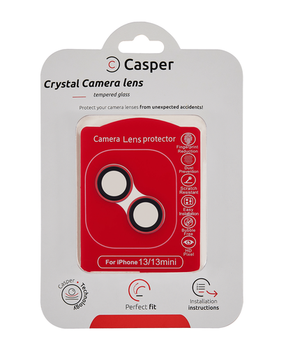 Casper Camera Lens Protector Compatible For iPhone 13 / 13 Mini (Red) (Clear)