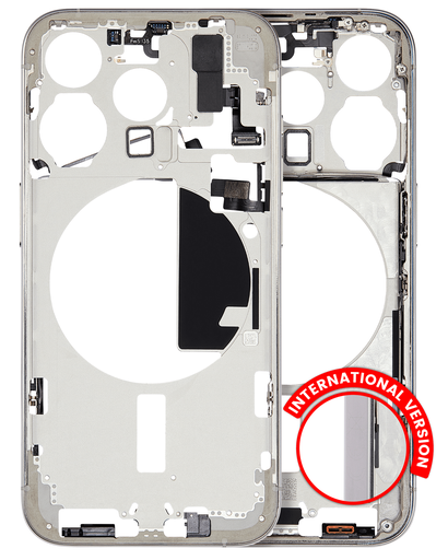 Mid-Frame Housing With Power And Volume Button Compatible For iPhone 15 Pro (International Version) (Used OEM Pull: Grade A) (White Titanium)