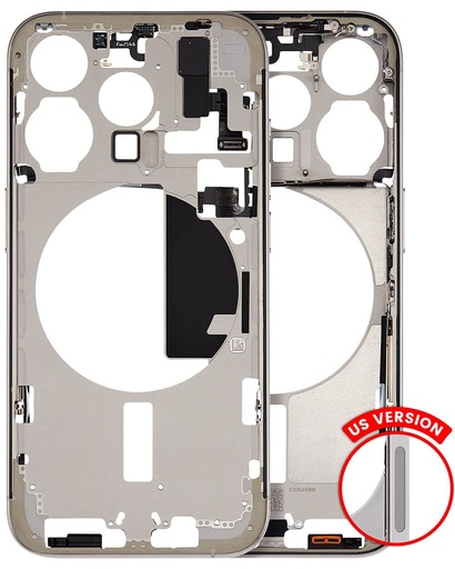 Mid-Frame Housing With Power And Volume Button Compatible For iPhone 15 Pro (US Version) (Used OEM Pull: Grade A) (Natural Titanium)