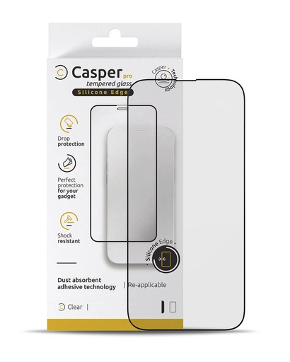 Casper Pro Silicone Tempered Glass Compatible For iPhone 15 Pro (Retail Pack) (Clear)
