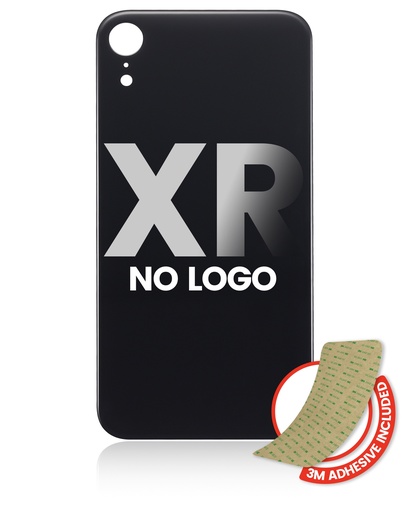 Back Glass With 3M Adhesive Compatible For iPhone XR (No Logo / Large Camera Hole) (Black)