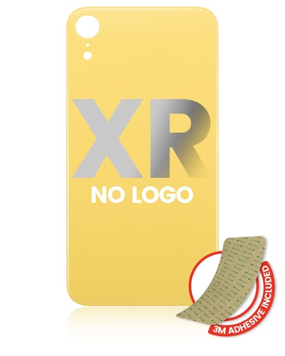 Back Glass With 3M Adhesive Compatible For iPhone XR (No Logo / Large Camera Hole) (Yellow)