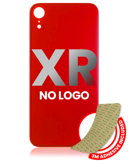 Back Glass With 3M Adhesive Compatible For iPhone XR (No Logo / Large Camera Hole) (Red)