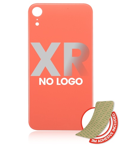 Back Glass With 3M Adhesive Compatible For iPhone XR (No Logo / Large Camera Hole) (Coral)