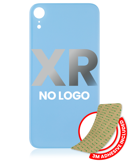 Back Glass With 3M Adhesive Compatible For iPhone XR (No Logo / Large Camera Hole) (Blue)