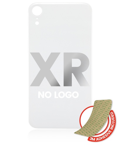 Back Glass With 3M Adhesive Compatible For iPhone XR (No Logo / Large Camera Hole) (White)