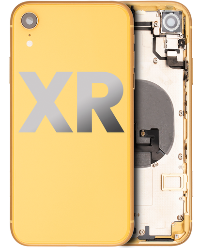Back Housing W/ Small Components Pre-Installed Compatible For iPhone XR (Used OEM Pull: Grade C) (Yellow)