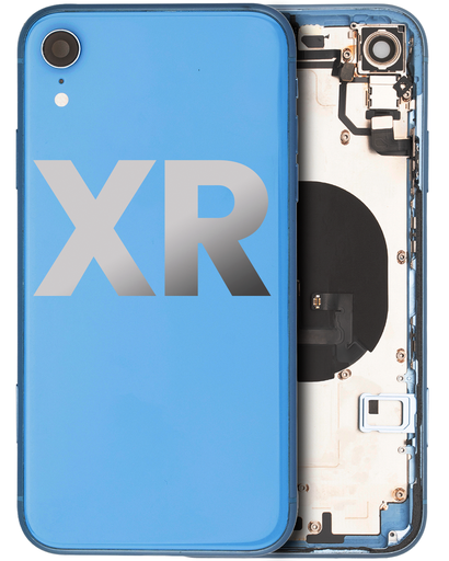 Back Housing W/ Small Components Pre-Installed Compatible For iPhone XR (Used OEM Pull: Grade C) (Blue)