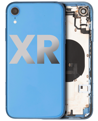 Back Housing W/ Small Components Pre-Installed Compatible For iPhone XR (Used OEM Pull: Grade B) (Blue)