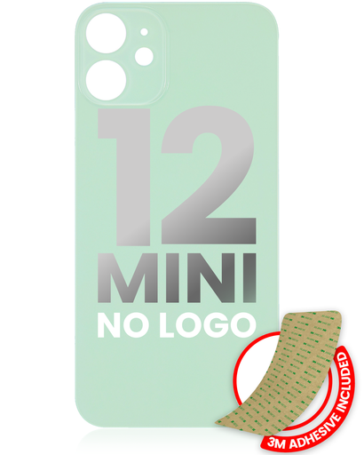 Back Glass With 3M Adhesive Compatible For iPhone 12 Mini (No Logo / Large Camera Hole) (Green)