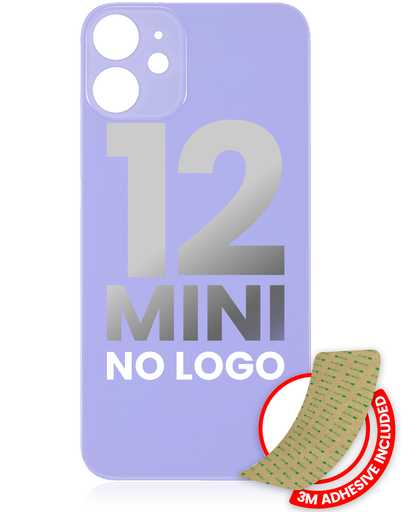 Back Glass With 3M Adhesive Compatible For iPhone 12 Mini (No Logo / Large Camera Hole) (Purple)