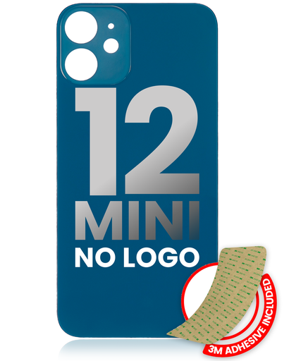 Back Glass With 3M Adhesive Compatible For iPhone 12 Mini (No Logo / Large Camera Hole) (Blue)