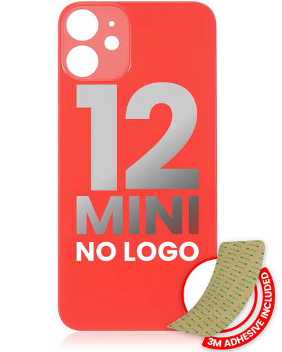 Back Glass With 3M Adhesive Compatible For iPhone 12 Mini (No Logo / Large Camera Hole) (Red)