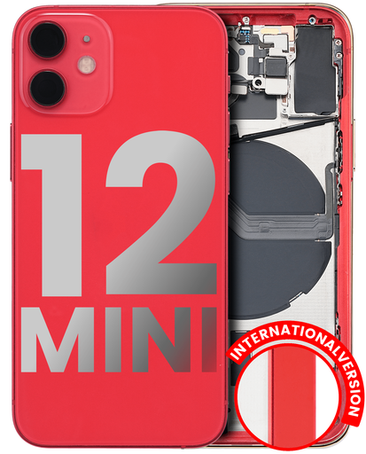 Back Housing W/ Small Components Pre-Installed Compatible For iPhone 12 Mini (International Version) (Used OEM Pull: Grade C) (Red)