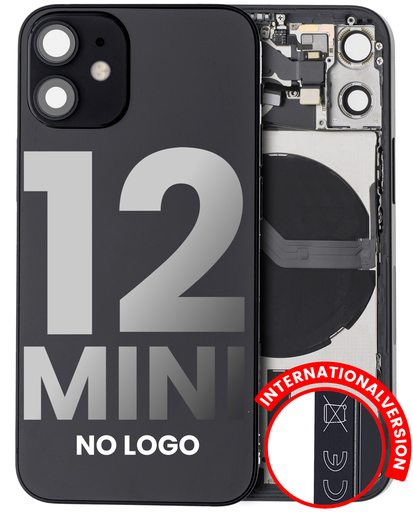 Back Housing W/ Small Components Pre-Installed Compatible For iPhone 12 Mini (International Version) (Used OEM Pull: Grade C) (Black)