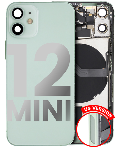 Back Housing W/ Small Components Pre-Installed Compatible For iPhone 12 Mini (US Version) (Used OEM Pull: Grade C) (Green)