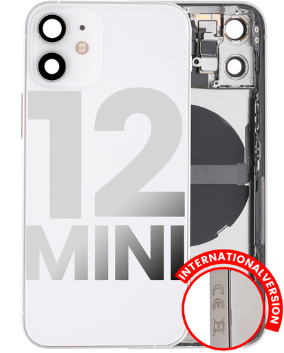 Back Housing W/ Small Components Pre-Installed Compatible For iPhone 12 Mini (International Version) (Used OEM Pull: Grade C) (White)