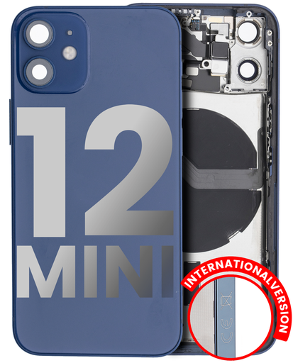 Back Housing W/ Small Components Pre-Installed Compatible For iPhone 12 Mini (International Version) (Used OEM Pull: Grade B) (Blue)