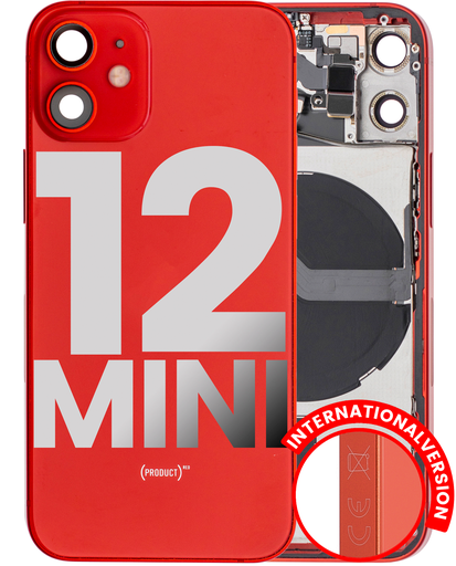 Back Housing W/ Small Components Pre-Installed Compatible For iPhone 12 Mini (International Version) (Used OEM Pull: Grade B) (Red)