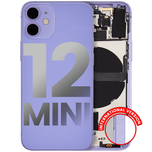 Back Housing W/ Small Components Pre-Installed Compatible For iPhone 12 Mini (International Version) (Used OEM Pull: Grade B) (Purple)