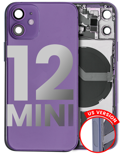 Back Housing W/ Small Components Pre-Installed Compatible For iPhone 12 Mini (US Version) (Used OEM Pull: Grade B) (Purple)