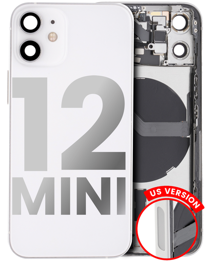 Back Housing W/ Small Components Pre-Installed Compatible For iPhone 12 Mini (US Version) (Used OEM Pull: Grade B) (White)