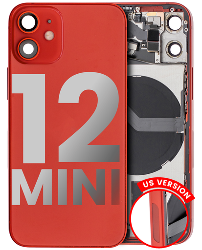 Back Housing W/ Small Components Pre-Installed Compatible For iPhone 12 Mini (US Version) (Used OEM Pull: Grade B) (Red)