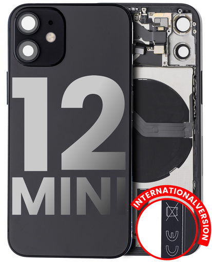 Back Housing W/ Small Components Pre-Installed Compatible For iPhone 12 Mini (International Version) (Used OEM Pull: Grade B) (Black)