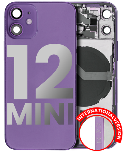 Back Housing W/ Small Components Pre-Installed Compatible For iPhone 12 Mini (International Version) (Used OEM Pull: Grade A) (Purple)
