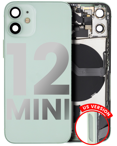 Back Housing W/ Small Components Pre-Installed Compatible For iPhone 12 Mini (US Version) (Used OEM Pull: Grade A) (Green)