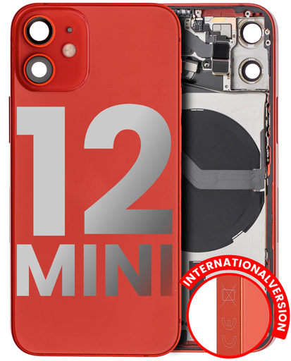 Back Housing W/ Small Components Pre-Installed Compatible For iPhone 12 Mini (International Version) (Used OEM Pull: Grade A) (Red)