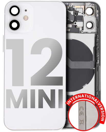 Back Housing W/ Small Components Pre-Installed Compatible For iPhone 12 Mini (International Version) (Used OEM Pull: Grade A) (White)