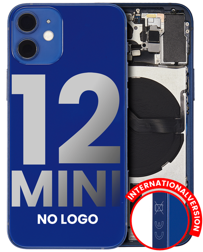Back Housing W/ Small Components Pre-Installed Compatible For iPhone 12 Mini (No Logo) (Aftermarket Plus) (International Version) (Blue)