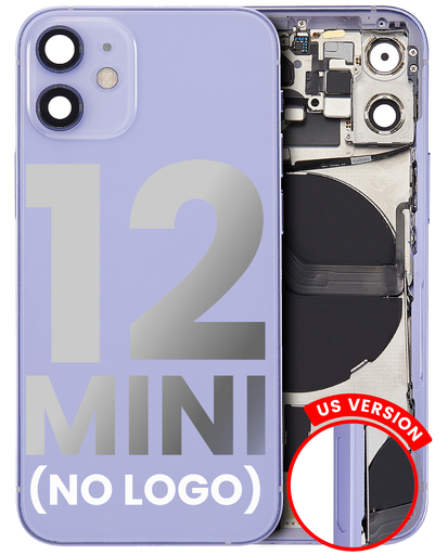 Back Housing W/ Small Components Pre-Installed Compatible For iPhone 12 Mini (US Version) (No Logo) (Aftermarket Plus) (Purple)