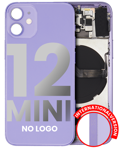 Back Housing W/ Small Components Pre-Installed Compatible For iPhone 12 Mini (No Logo) (Aftermarket Plus) (International Version) (Purple)