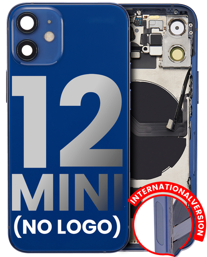Back Housing W/ Small Components Pre-Installed Compatible For iPhone 12 Mini (US Version) (No Logo) (Aftermarket Plus) (Blue)