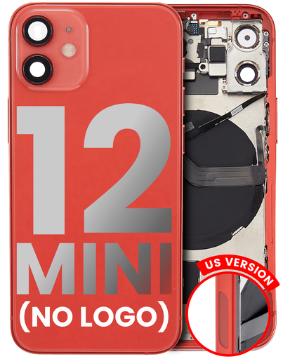 Back Housing W/ Small Components Pre-Installed Compatible For iPhone 12 Mini (US Version) (No Logo) (Aftermarket Plus) (Red)