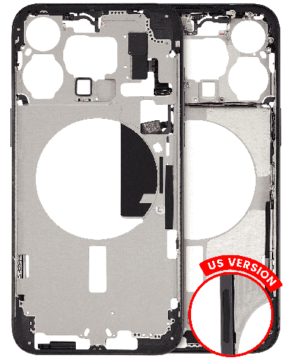 Mid-Frame Housing With Power And Volume Button Compatible For iPhone 15 Pro Max (US Version) (Used OEM Pull: Grade C) (Black Titanium)
