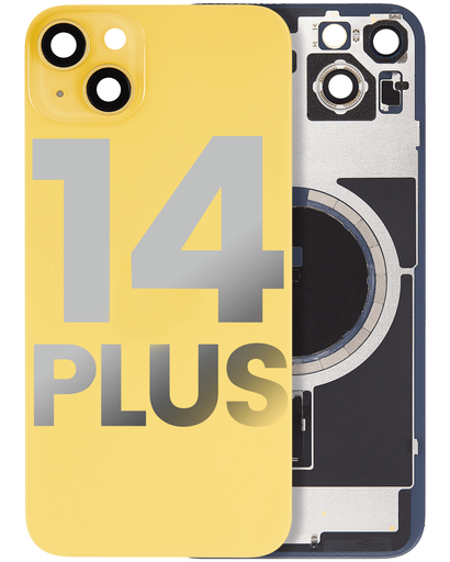 Back Glass With Steel Plate With MagSafe Magnet Pre-Installed Compatible For iPhone 14 Plus (Used OEM Pull: Grade A) (Yellow)