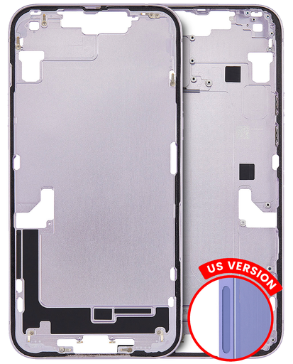 Mid-Frame Housing With Power And Volume Button Compatible For iPhone 14 Plus (US Version) (Used OEM Pull: Grade A) (Purple)