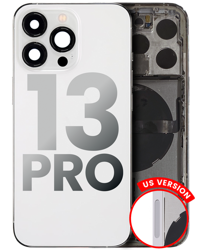 Back Housing W/ Small Components Pre-Installed Compatible For iPhone 13 Pro (US Version) (Used OEM Pull: Grade B) (Silver)