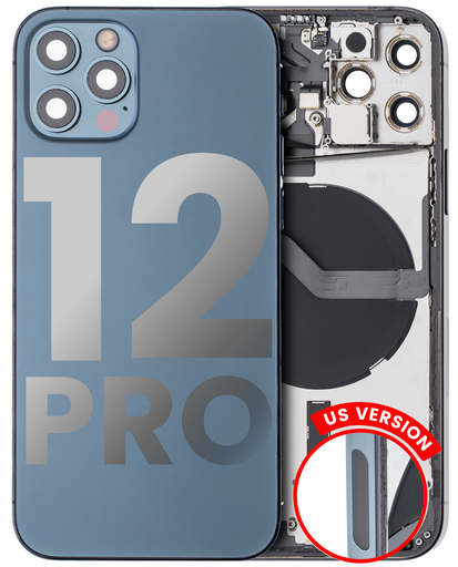 Back Housing W/ Small Components Pre-Installed Compatible For iPhone 12 Pro (US Version) (Used OEM Pull: Grade A) (Pacific Blue)